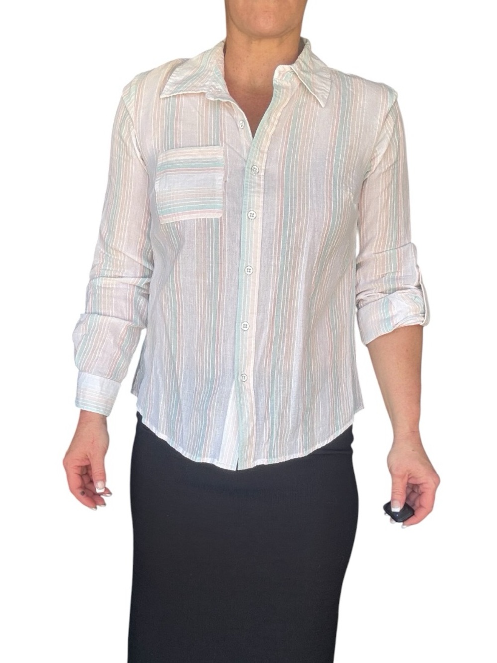 New Style & Co. Striped Button-Up Shirt